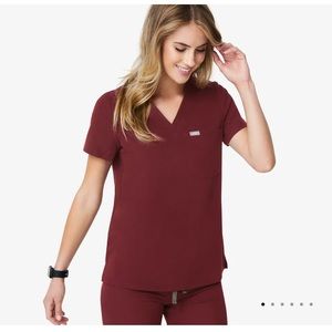 Figs Burgundy Catarina Scrub Top